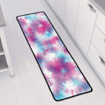 Blue And Purple Shibori Tie Dye Print Long Kitchen Mat