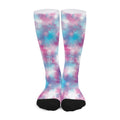 Blue And Purple Shibori Tie Dye Print Long Socks