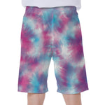 Blue And Purple Shibori Tie Dye Print Men's Beach Shorts