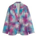 Blue And Purple Shibori Tie Dye Print Men's Blazer