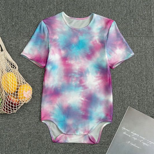 Blue And Purple Shibori Tie Dye Print Men's Bodysuit