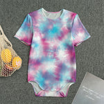 Blue And Purple Shibori Tie Dye Print Men's Bodysuit