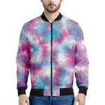 Blue And Purple Shibori Tie Dye Print Men's Bomber Jacket