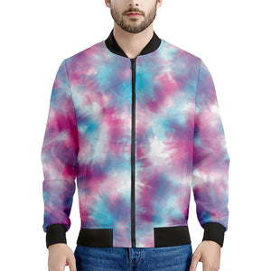 Blue And Purple Shibori Tie Dye Print Men's Bomber Jacket