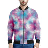 Blue And Purple Shibori Tie Dye Print Men's Bomber Jacket