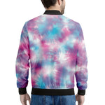 Blue And Purple Shibori Tie Dye Print Men's Bomber Jacket