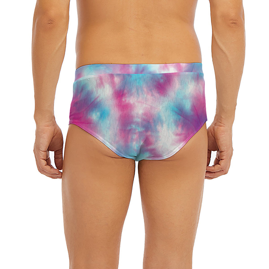 Blue And Purple Shibori Tie Dye Print Men's Briefs