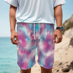 Blue And Purple Shibori Tie Dye Print Men's Cargo Shorts