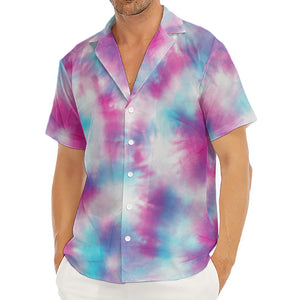 Blue And Purple Shibori Tie Dye Print Men's Deep V-Neck Shirt