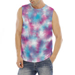 Blue And Purple Shibori Tie Dye Print Men's Fitness Tank Top