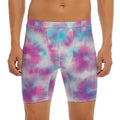 Blue And Purple Shibori Tie Dye Print Men's Long Boxer Briefs