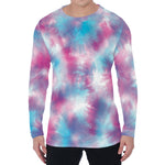 Blue And Purple Shibori Tie Dye Print Men's Long Sleeve T-Shirt