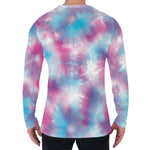 Blue And Purple Shibori Tie Dye Print Men's Long Sleeve T-Shirt