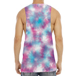 Blue And Purple Shibori Tie Dye Print Men's Muscle Tank Top