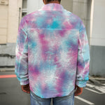 Blue And Purple Shibori Tie Dye Print Men's Shirt Jacket