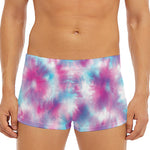 Blue And Purple Shibori Tie Dye Print Men's Short Boxer Briefs