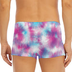 Blue And Purple Shibori Tie Dye Print Men's Short Boxer Briefs