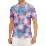 Blue And Purple Shibori Tie Dye Print Men's Short Sleeve Rash Guard