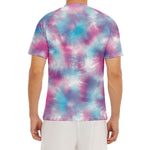 Blue And Purple Shibori Tie Dye Print Men's Short Sleeve Rash Guard