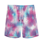 Blue And Purple Shibori Tie Dye Print Men's Sports Shorts