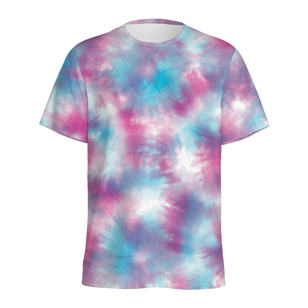 Blue And Purple Shibori Tie Dye Print Men's Sports T-Shirt