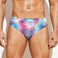 Blue And Purple Shibori Tie Dye Print Men's Swim Briefs