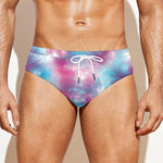 Blue And Purple Shibori Tie Dye Print Men's Swim Briefs