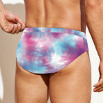 Blue And Purple Shibori Tie Dye Print Men's Swim Briefs
