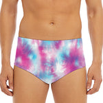 Blue And Purple Shibori Tie Dye Print Men's Triangle Swim Briefs