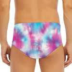 Blue And Purple Shibori Tie Dye Print Men's Triangle Swim Briefs