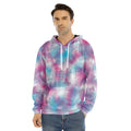 Blue And Purple Shibori Tie Dye Print Men's Velvet Pullover Hoodie