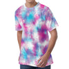 Blue And Purple Shibori Tie Dye Print Men's Velvet T-Shirt