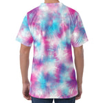 Blue And Purple Shibori Tie Dye Print Men's Velvet T-Shirt