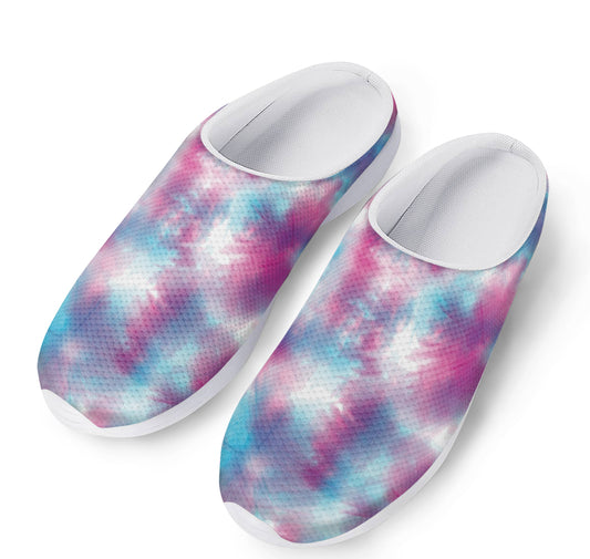 Blue And Purple Shibori Tie Dye Print Mesh Casual Shoes