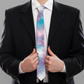 Blue And Purple Shibori Tie Dye Print Necktie