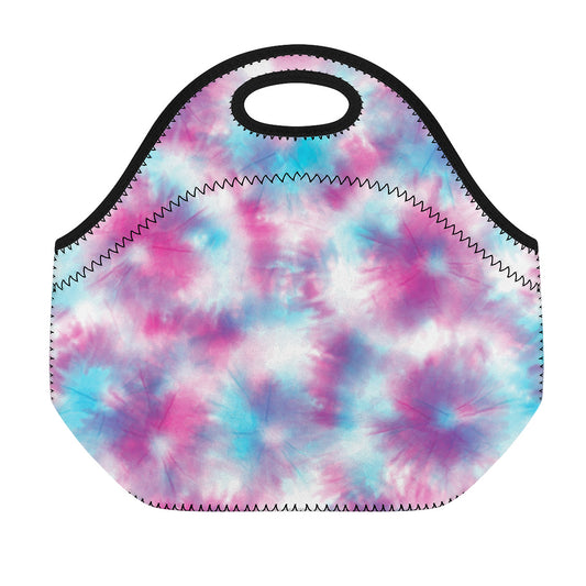 Blue And Purple Shibori Tie Dye Print Neoprene Lunch Bag