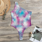 Blue And Purple Shibori Tie Dye Print One Shoulder Bodysuit