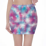 Blue And Purple Shibori Tie Dye Print Pencil Mini Skirt
