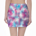 Blue And Purple Shibori Tie Dye Print Pencil Mini Skirt