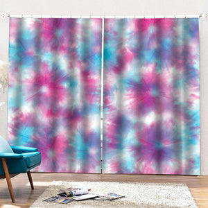 Blue And Purple Shibori Tie Dye Print Pencil Pleat Curtains