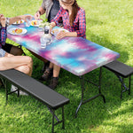 Blue And Purple Shibori Tie Dye Print Picnic Table Cover