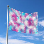 Blue And Purple Shibori Tie Dye Print Polyester Flag