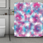 Blue And Purple Shibori Tie Dye Print Polyester Shower Curtain