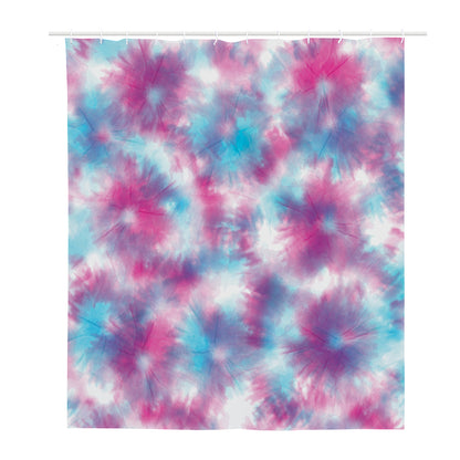 Blue And Purple Shibori Tie Dye Print Polyester Shower Curtain