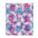 Blue And Purple Shibori Tie Dye Print Polyester Shower Curtain