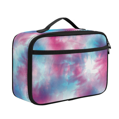 Blue And Purple Shibori Tie Dye Print Portable Lunch Bag