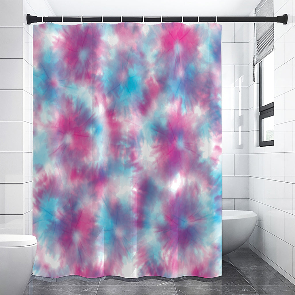 Blue And Purple Shibori Tie Dye Print Premium Shower Curtain