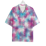 Blue And Purple Shibori Tie Dye Print Rayon Hawaiian Shirt