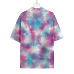Blue And Purple Shibori Tie Dye Print Rayon Hawaiian Shirt
