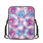 Blue And Purple Shibori Tie Dye Print Rectangular Crossbody Bag